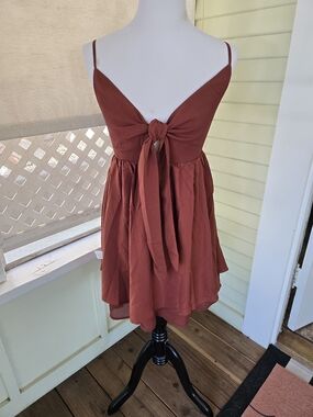 Tie-Front Mini Dress in Rust